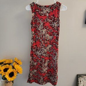 Vintage red and black floral dress